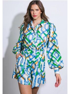 Flying Tomato For The Occasion Woven Romper Womens Sz S